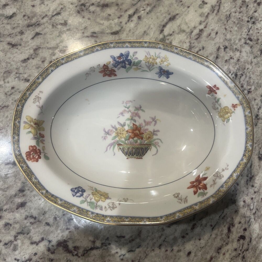 Antique Haviland Oval Serving Bowl 1920-1930 Limoges France Gold Rim 9.5X7.25"‎ - Picture 2 of 13